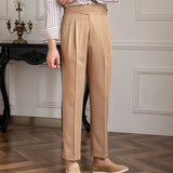 High Quality Italian Casual High Waist Straight Pants