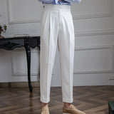 High Quality Italian Casual High Waist Straight Pants