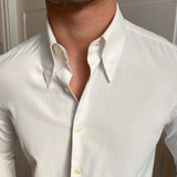 Slim Cuba Collar White Shirt