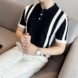 Striped Slim Fit Knitted polo shirts