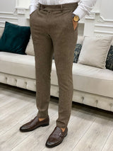 Brown Cropped Canvas Trousers