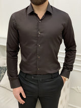 Bitter Brown Slim Fit Shirt