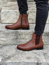 Brown Leather Chelsea Boots