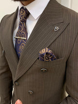 Brown Italian Style Slim Fit Double Breasted Suit