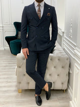 Navy blue Italian Style Slim Fit Double Breasted Suit