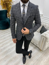 Gray Men's Slim Fit Single Jacket