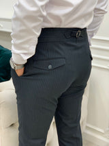 Black Buckled Canvas Trousers