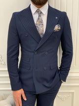 Indigo Italian Style Slim Fit Double Breasted Suit