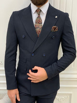 Navy blue Italian Style Slim Fit Double Breasted Suit