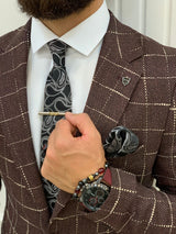 Burgundy Men's Slim Fit Single Jacket