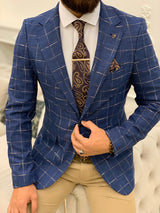 Blue Men's Slim Fit Single Jacket