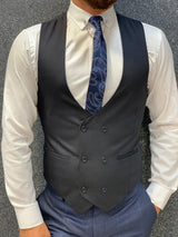 Navy Blue Plaid Slim Fit Suit