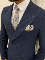 Indigo Italian Style Slim Fit Double Breasted Suit
