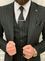 Black Slim Fit Wool Suit