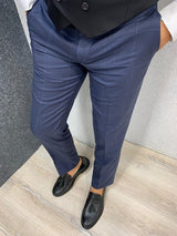 Navy Blue Plaid Slim Fit Suit