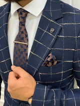 Navy Blue Men's Slim Fit Single Jacket