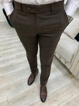 Brown Italian Style Slim Fit Double Breasted Suit
