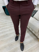 Burgundy Italian Style Slim Fit Double Breasted Suit