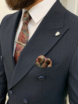Navy blue Italian Style Slim Fit Double Breasted Suit