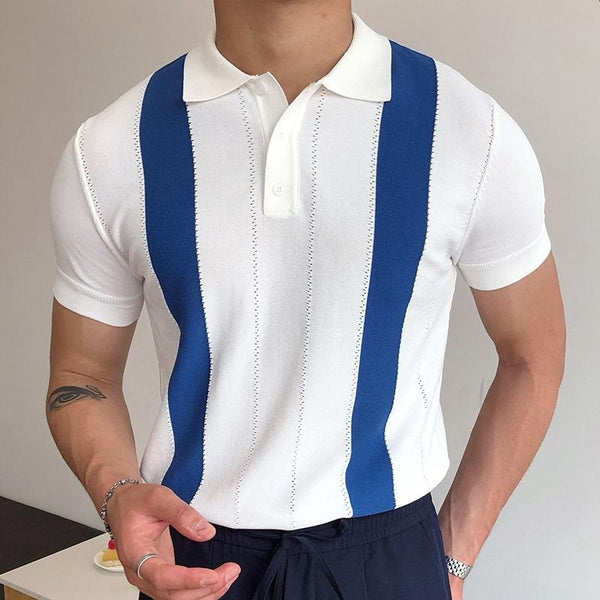 Polo Shirt Patchwork Print Knitted