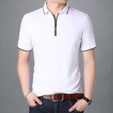Plain Zipper Short Sleeve Shirts