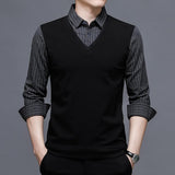 Slim Fit Black Striped Shirt