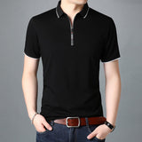 Plain Zipper Short Sleeve Shirts