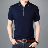 Plain Zipper Short Sleeve Shirts