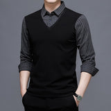 Slim Fit Black Striped Shirt