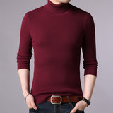 Slim Fit Plain Turtleneck Sweaters