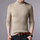 Slim Fit Plain Turtleneck Sweaters