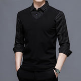 Slim Fit Black Striped Shirt