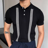 Polo Shirt Patchwork Print Knitted