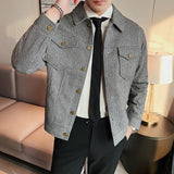 Slim Fit Woollen Plaid Bomber