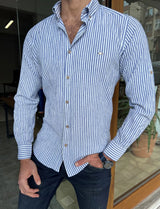 Striped Cotton Satin Slim Fit Shirt