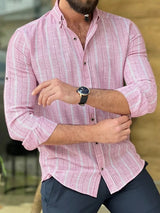 Slim Fit Striped Baby Collar Shirt
