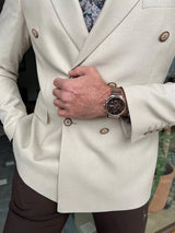 Double Breasted Swallow Collar Slim Fit Jacket