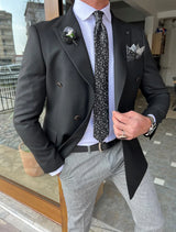 Double Breasted Swallow Collar Slim Fit Jacket