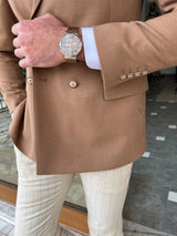 Double Breasted Swallow Collar Slim Fit Jacket