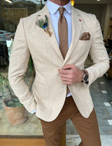 Mono Collar Double Slit Linen Jacket