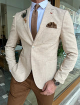 Mono Collar Double Slit Linen Jacket