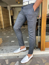 Special Design Striped Canvas Trousers