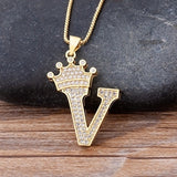 A-Z Crown Alphabet Necklace