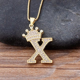 A-Z Crown Alphabet Necklace