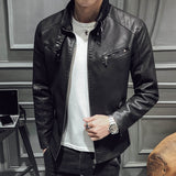 Stand Collar Leather Jacket