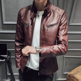 Stand Collar Leather Jacket