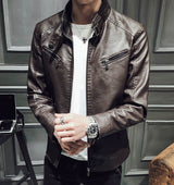 Stand Collar Leather Jacket