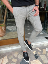 Slim Fit Stripe Detailed Fabric Trousers