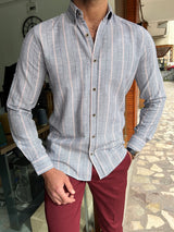 Slim Fit Striped Baby Collar Shirt