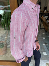 Slim Fit Striped Baby Collar Shirt